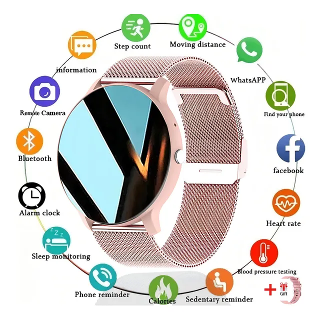 Reloj Inteligente Mujere Hombre Deportivo Llamada Bluetooth Color De La Correa Rosa