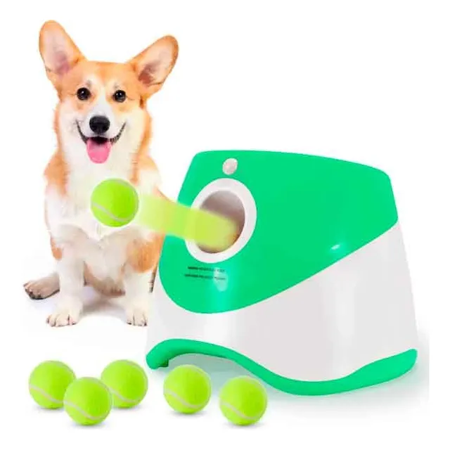 Lanzador Automático De Pelotas Para Perros 3 Pelotas Verde