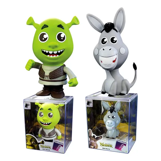 Coleção 2 Bonecos Shrek E Burro Fandom Box Lider Brinquedos