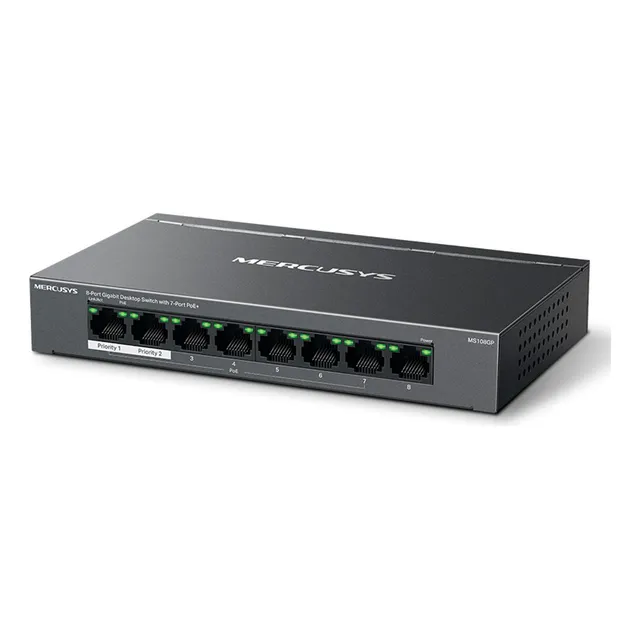 Mercusys MS108gp Switch 8 puertos 7 PoE+ 1 Uplink Gigabit 65w