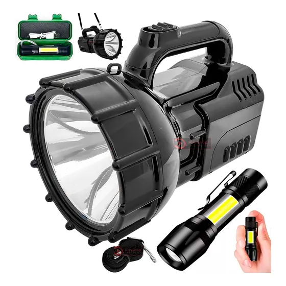 2 Lanterna Holofote Super Potente Led 100w Alcança 1km Pesca