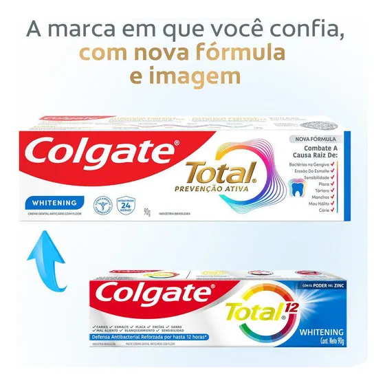 Creme Dental Para Branqueamento Colgate Total Whitening 180g