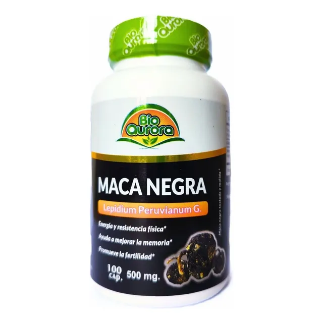 Maca Negra 100 Cápsulas 500mg Bioaurora