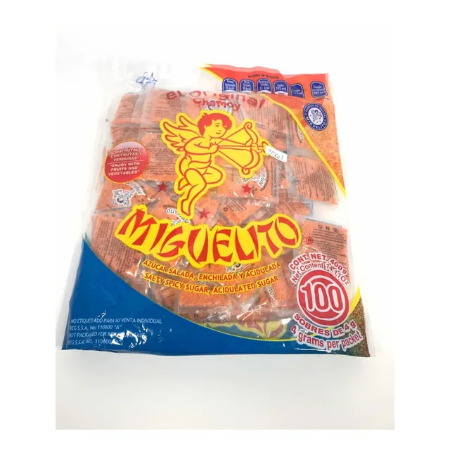Sobres Polvo Chamoy Miguelito Dulce Enchilado Acidito 100pz