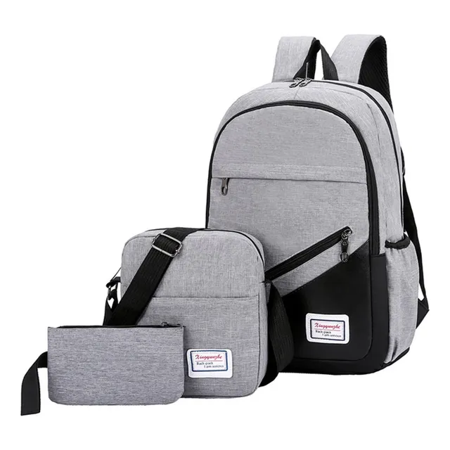 Kit 3 En 1 Mochila Bandolera Antirrobo Laptop Porta Botella