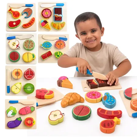 Kit Comidinha Infantil Fruta Legumes Velcro Cortar Brinquedo Colorido Interativo