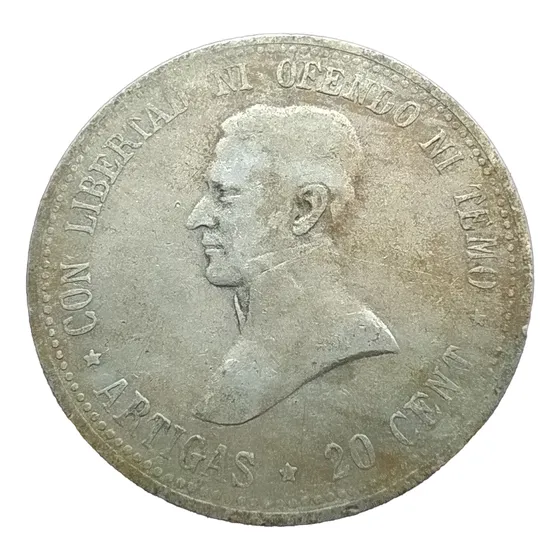 Antigua Moneda De Plata 20 Centésimos Uruguay 1920 Km# 24 #5