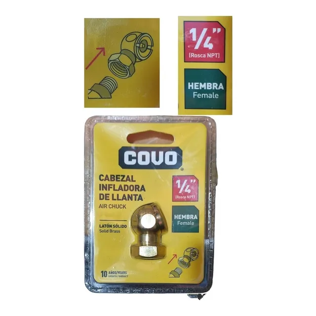 Pico Para Inflar Cauchos Rosca 1/4 Hembra Covo