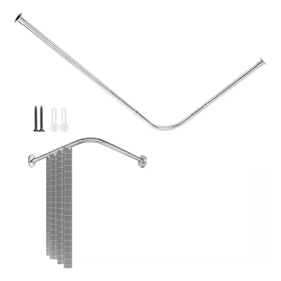 Barra De Cortina Ducha Esquina Extensible 100-160cm×60-80cm 