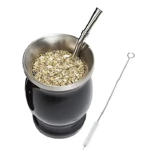 Vaso Yerba Mate Acero Inoxidable 8 Oz Taza Doble Pared Lujo
