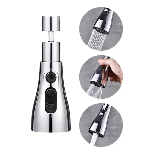 Adaptador Extensor Rociador Giratorio Para Grifo 3 Modos