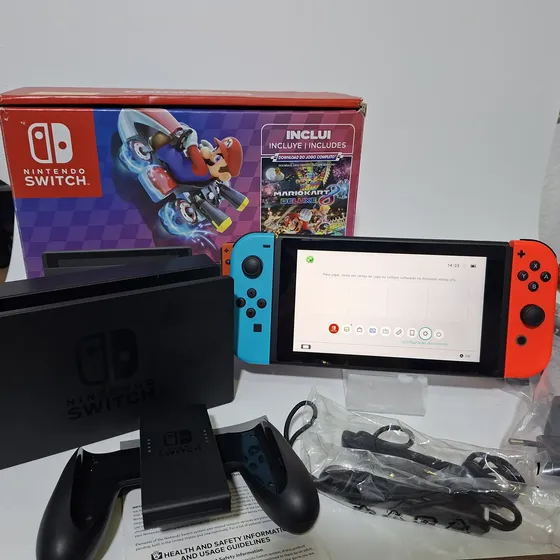 Nintendo Switch V2 Neon Na Caixa Completo