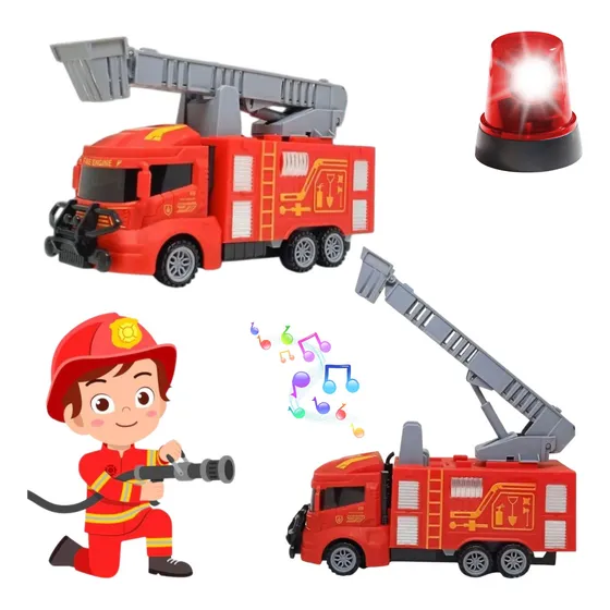 Brinquedo Caminhão Bombeiro Bate Volta A Pilha Com Som E Luz