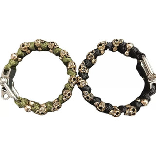 Pulsera Paracord Brazalete De Calavera De Colornegro Y Verde Pulsera Paracord Brazalete De Calavera De Colornegro Y Verde