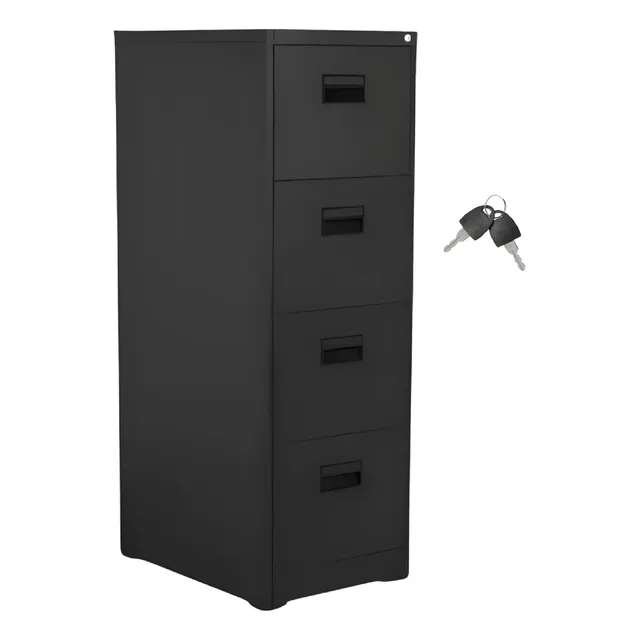 Archivero Metálico De 4 Gavetas Seguridad Oficina 2 Llaves Color Negro