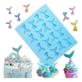 Molde Silicon 16 Colas Sirena - Repostería Fondant Artesanal Molde Silicon 16 Colas Sirena - Repostería Fondant Artesanal