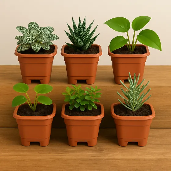 06 Vasos Pequeno Quadrado 800ml Cerâmico Plantas E Flores