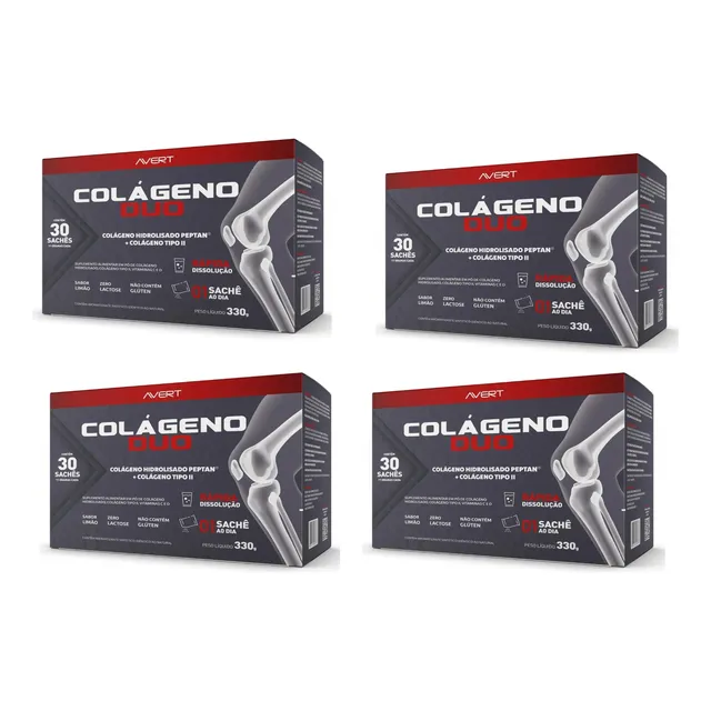 Kit 4 Colágeno Duo Tipo Ii 30 Sachês 11g - Avert