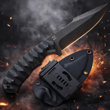Faca Prowl + Bainha Kydex Cinto : Invictus Full Tang Defesa Preto