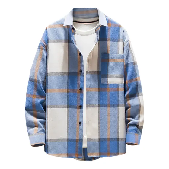 Casaco Masculino M  Camisa Casual De Lã Xadrez Com Peito