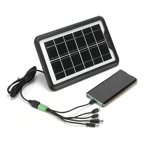 Panel Solar Cargador Portatil 3w Usb Multiuso Multifuncion Color Negro Voltaje De Circuito Abierto 7.2v Voltaje Máximo Del Sistema 6v