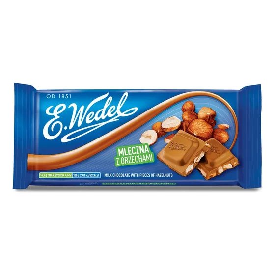 E.wedel Chocolate Con Leche Con Trozos De Avellanas, 3.5 Onz
