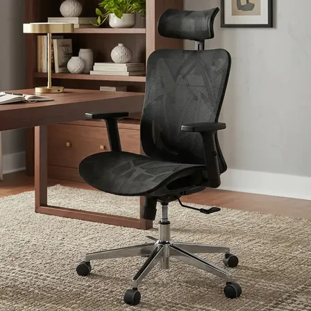 Cadeira Escritório Ergonômica Optimesh Ajuste Lombar Nr17 Preto E Cromado