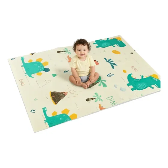 Tapete Infantil Emborrachado Sensorial Dobrável Dupla Face Educativo Dinossauro I Love Baby