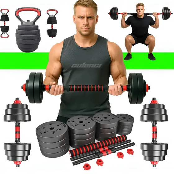 Kit de Halteres Ajustáveis Autenci 10kg para Musculação com Barras e Kettlebell
