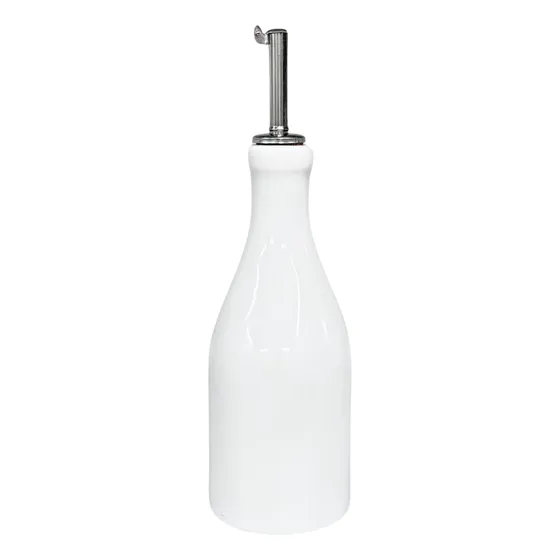 Porta Azeite Galheteiro Porcelana C/ Bico Dosador Inox 350ml