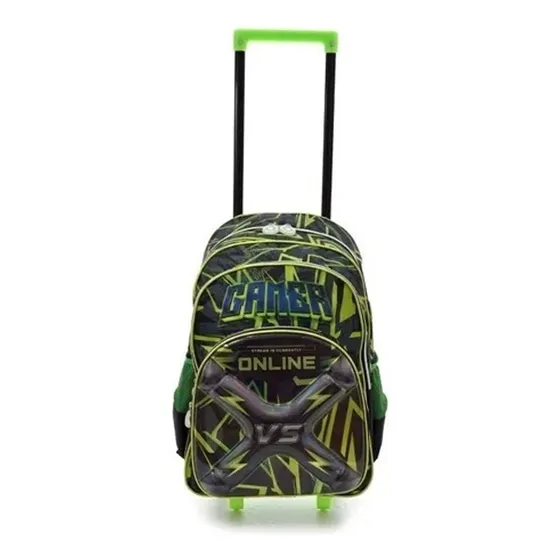 Mochila Con Carro Gamer Color Negro Diseño de la tela Rayado