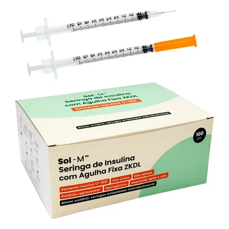 Seringa De Insulina 0,5ml C Agulha Fixa 0,25mmx6mm Blister 0 Ml
