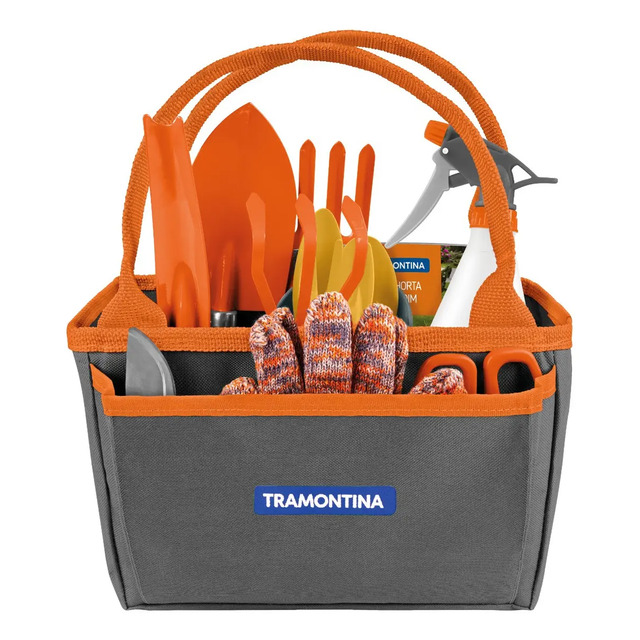 Kit Presente De Ferramenta Para Jardim Com Bolsa De Lona 13 Peças Tramontina Cinza-escuro