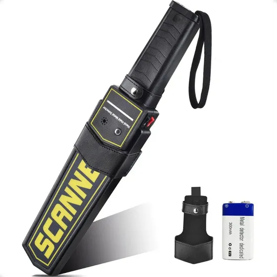 Detector De Metais Manual Portátil Com Bateria Recarregável Sensor Scanner Profissional Cor Preto Ex Decor