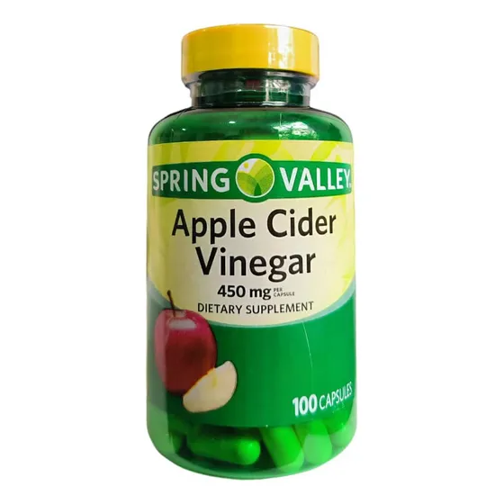 Vinagre De Manzana 100 Cáp. 450 Mg. Spring Valley. Apple
