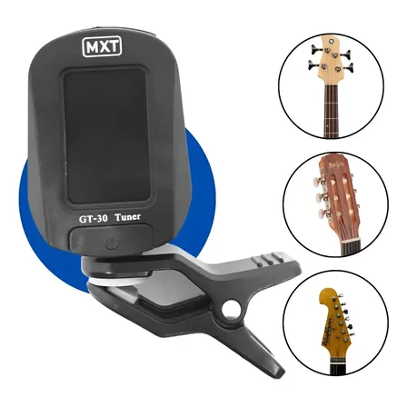Afinador Digital Cromático Clip Violão Viola Guitarra Cavaco Preto