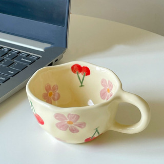Hand Pinched Irregular Flower Ceramic Mugs Coffee Cups Milk Hand Pinched Irregular Flower Ceramic Mugs Coffee Cups Milk