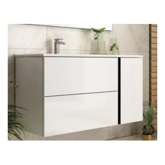 Mueble Baño Lavamanos Onix Blanco Brillo Pvc 82x47