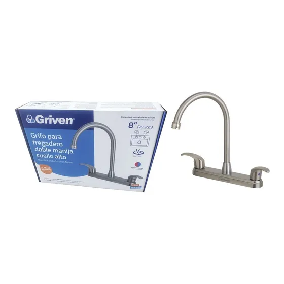 Llave Fregadero Lavaplatos Doble Acero Satinada 8  Griven