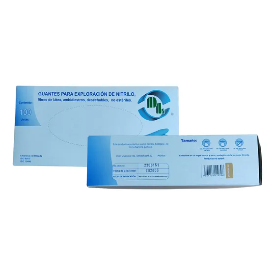 Guante Nitrilo No Esteril Grande Azul 1 Caja Con 100 Dl