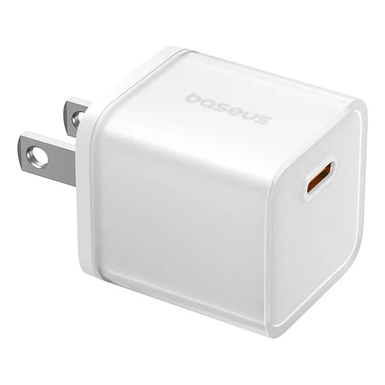 Baseus Cargador De Pared Usb Tipo C 30 W Gan 5s Carga Super Rápida Color blanco iPhone 15/14/13/12/11/pro/pro Max/xs/xr, Galaxy S23 Ultra, Google Pixel 7, Macbook Air, iPad Pro