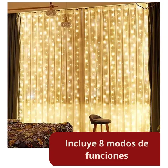 Luces Navidad Cortina Led Hada Decoración Árbol Cinta