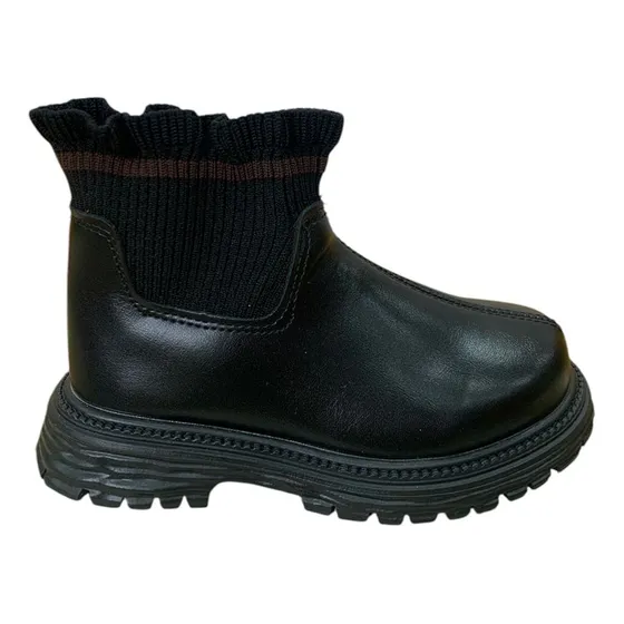 Botin De Niña De Cuero C/elastico Arruchado Nuevo