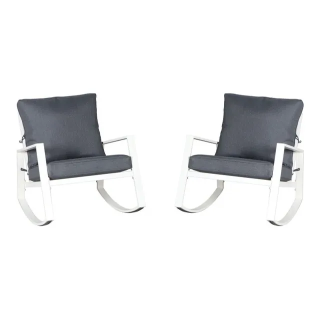 Sillas Mecedoras Mainstay, Acero Fuerte, Blancas Gris Oscuro