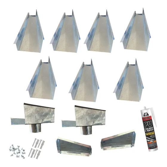 Kit Calha Cocho Platibanda 13 Metros Corte 45 Galvanizada