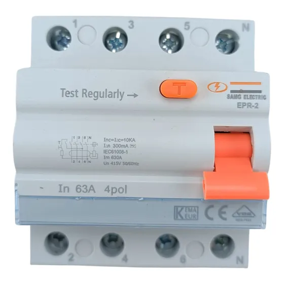 Breaker Tipo Rccb, 4 Polos 63a Disyuntor Diferencial