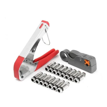 Pack Crimpeadora Rg6 , Pelacable Coaxial Y 20 Conectores Rg6