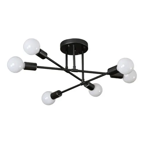 Lámpara Para Techo De 6 Luces Artefacto Iluminación Nórdico Negro