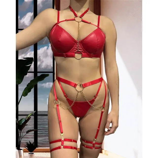 Lencería Erótica Sexy Dama Conjunto Lencería Liguero Arnes