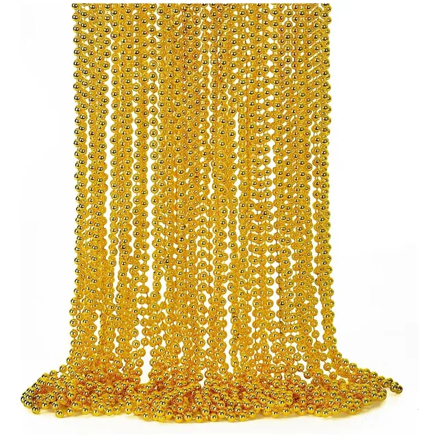 Collar De Cuentas Doradas 24 Piezas 84 Cm Para Fiestas Y Bod